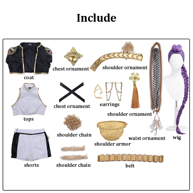 Black Golden Rumi Zoey Mira Costume Wig Women Suit Halloween Party Role Playing Outfit - product image 10