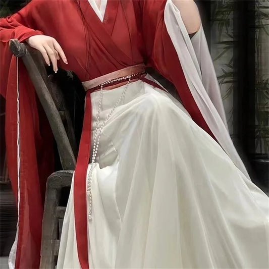 Women's New Chinese Hanfu Dress Ancient Traditional Hanfu bule Plus Size Costume
