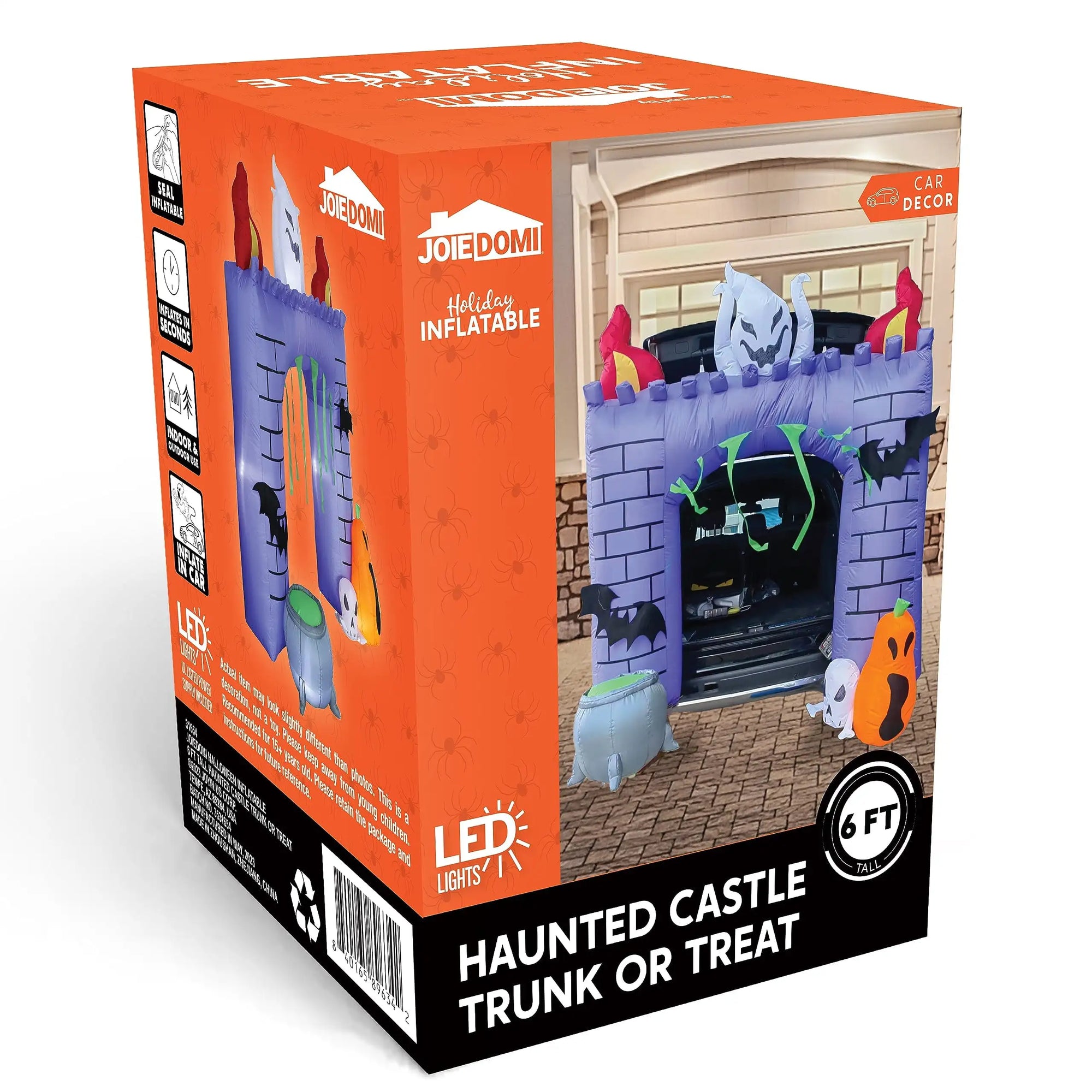 6 FT Tall Haunted Castle Inflatable Haunted Castle Decoration Trunk