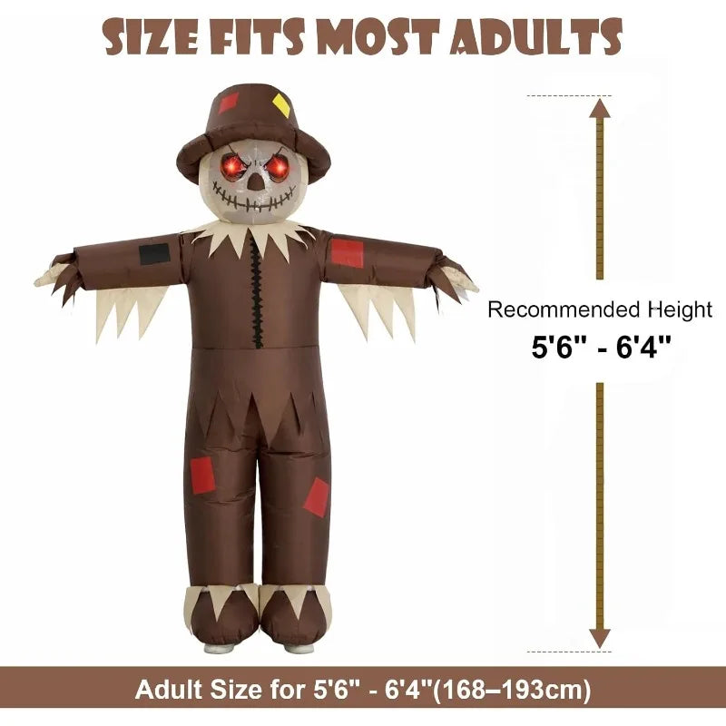 Inflatable scarecrow costume Day dress up glowing eyes waterproof polyester great