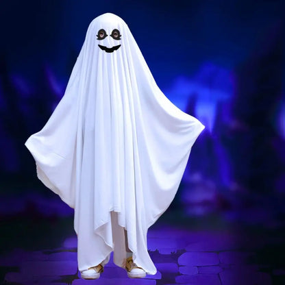 Hooded Halloween Cloak Cape Funny Cosplay Fright Clothes Ghost Poncho Robe Smile Face Black Eye Ghost Cosplay - product image 5