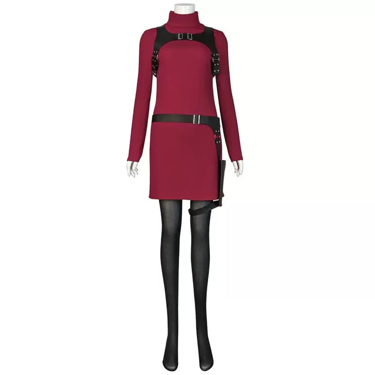 Women's 2-Piece PU Leather Cosplay Outfit With Tactical Props Spy - view 6