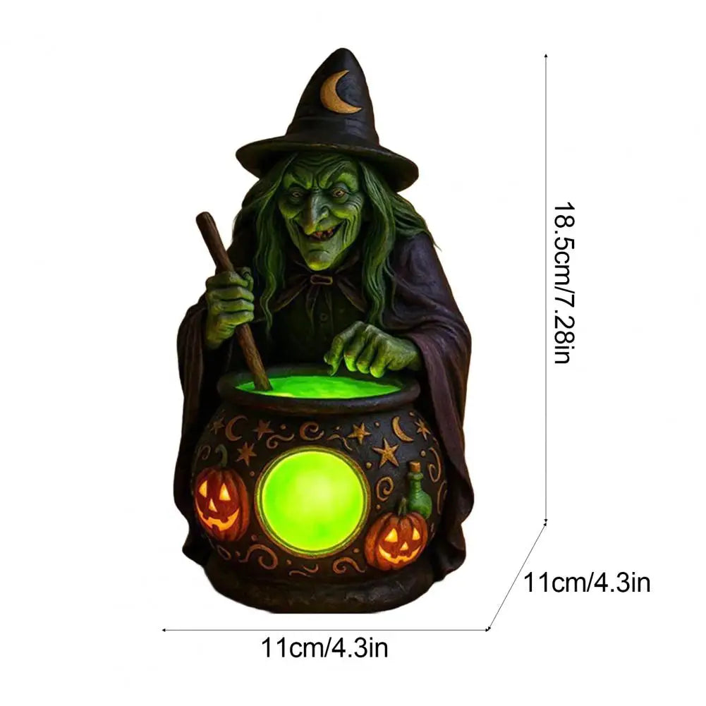 Halloween Witch Cauldron Lamp with Eerie Green Glow LED Witch Ghost Lamps Spooky Witch Brewing Pot Light Home - product image 6