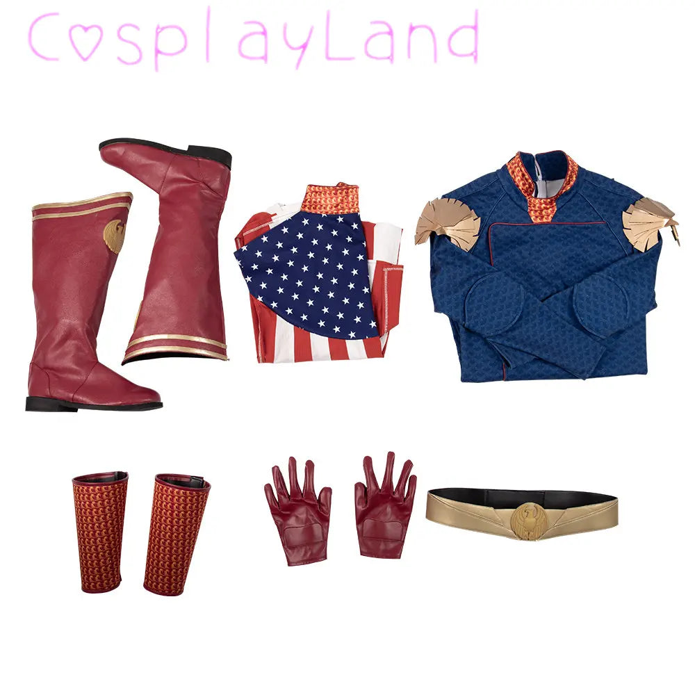 The Boys Homelander Cospaly Superhero Costume Adult Halloween Costumes Antony Starr - Boots Only / XXXL