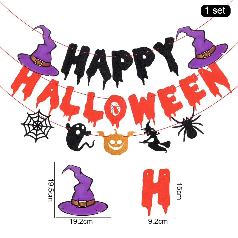 1set Halloween Decoration Banner Bunting Scary Spider Ghost Bat Hanging - product image 9