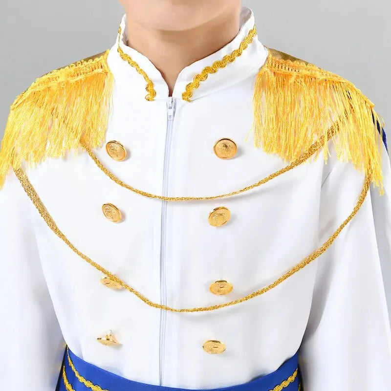 7 Pieces King Costume Medieval Royal Red Prince Full Set Outfits Halloween Up Costume - 002 / 110