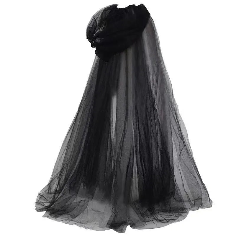 Halloween Cloak Thin Mesh Long Hooded Vampire Bride Shawl Party Festival - product image 4