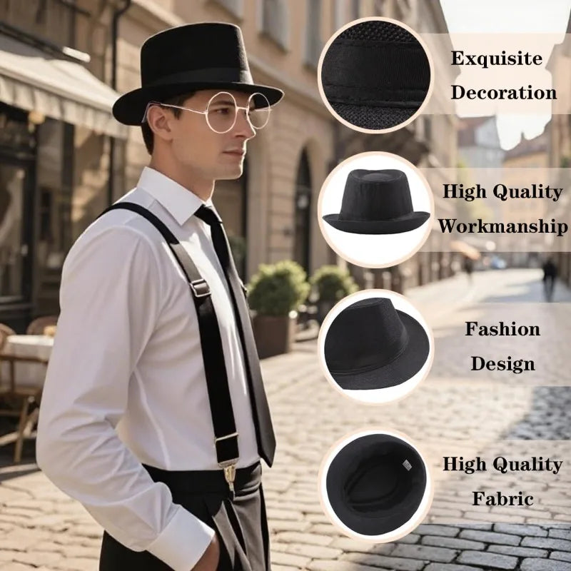 1920s Mens Costume Accessories Outfit Set Gangster Roaring 20s Costumes for Gatsby Party 30s Y-Back Beret - product image 5