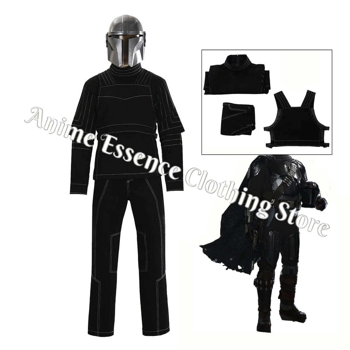 Armored Galaxy Bounty Hunter Vest Pants Cloak Halloween Costume