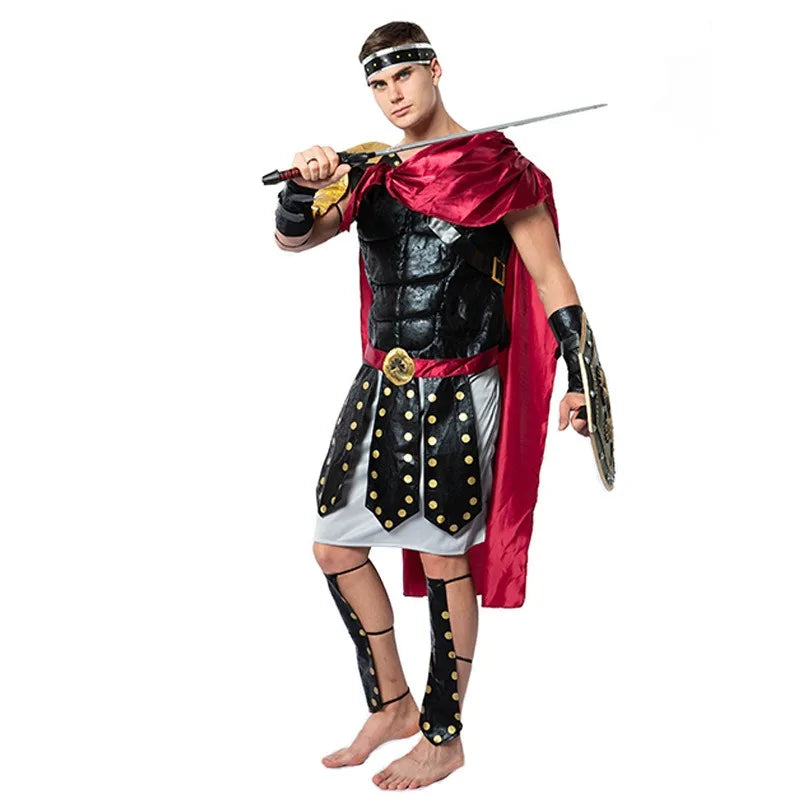 Male Roman Gladiator Soldier Costume Halloween Costume Soldier Warrior Armor Spartan - View 4