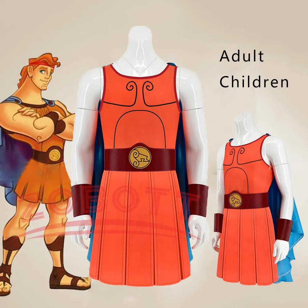 Hercule Costume Fantasy Jumpsuit Vest Cape Costume Outfits Halloween Disguise Suit for - Costume / 130