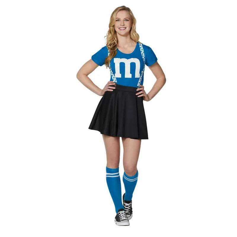 Women's M&M's Team T-shirt Black Skirt Stocking Funny Costume - alternate view 2