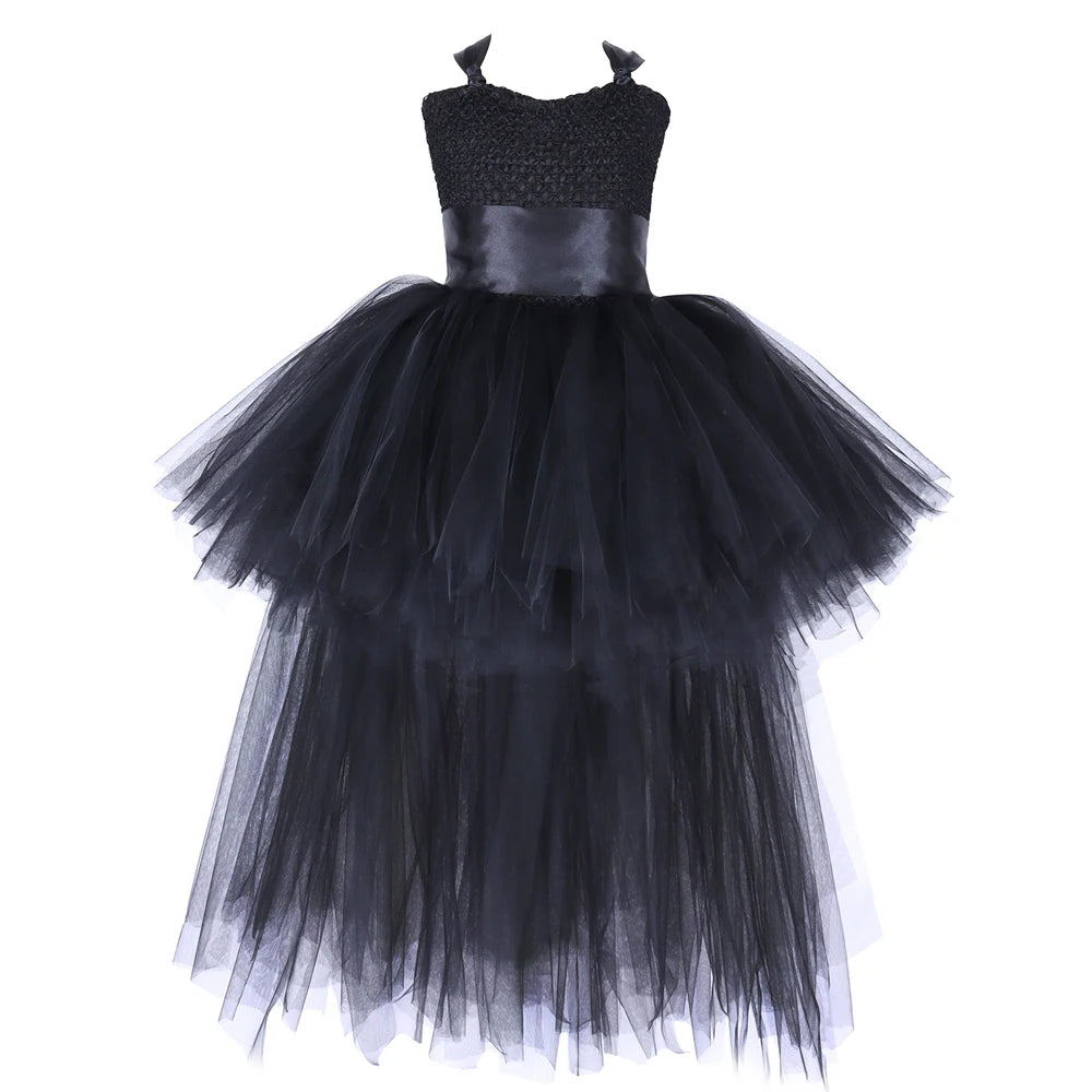 Kids' Dark Witch for Girls Black Devil Angel Fancy Trailing Dress with Costume - alternate view 3