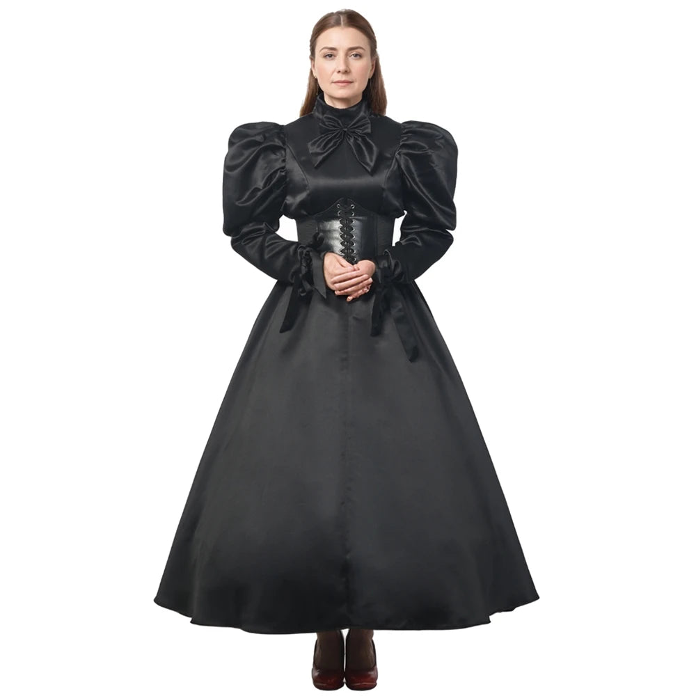 Women Gothic Victorian Dress Renaissance Ball Gown Vampire Rococo Costume Black