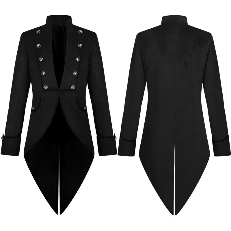 Steampunk Women Men Medieval Dress Costume Velet Stand Collar Tailcoat Gothic