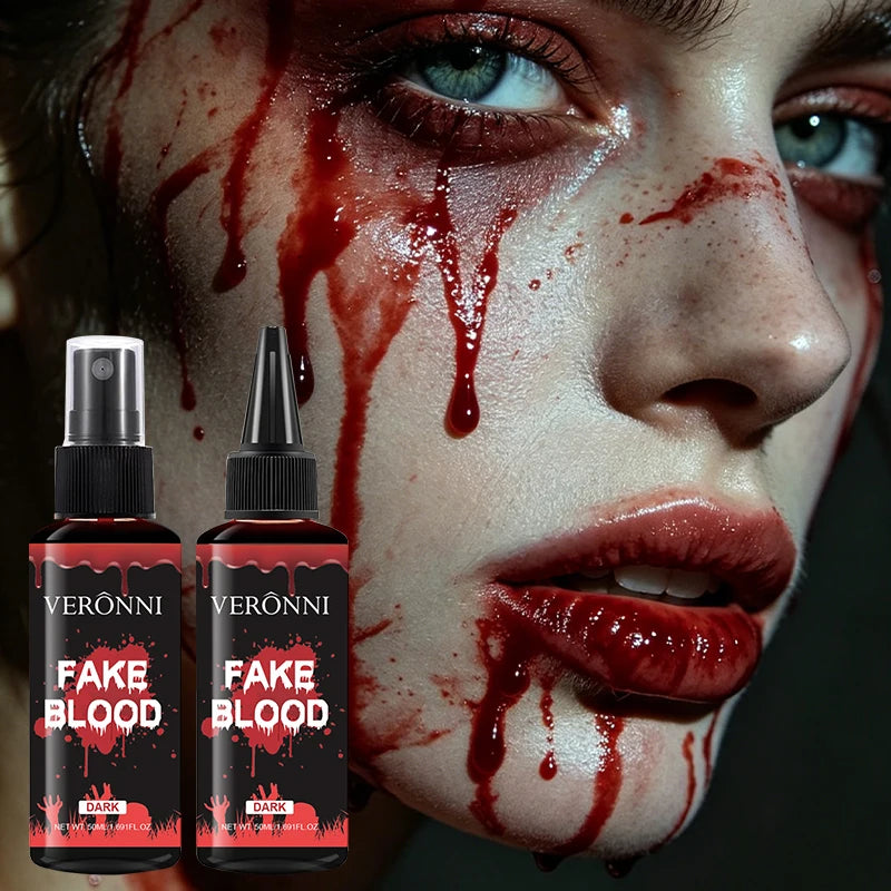 VERONNI Fake Blood Makeup Kit Spray & Squeeze Bottles Realistic Dark Washable Artificial Blood Liquid for - product image 1
