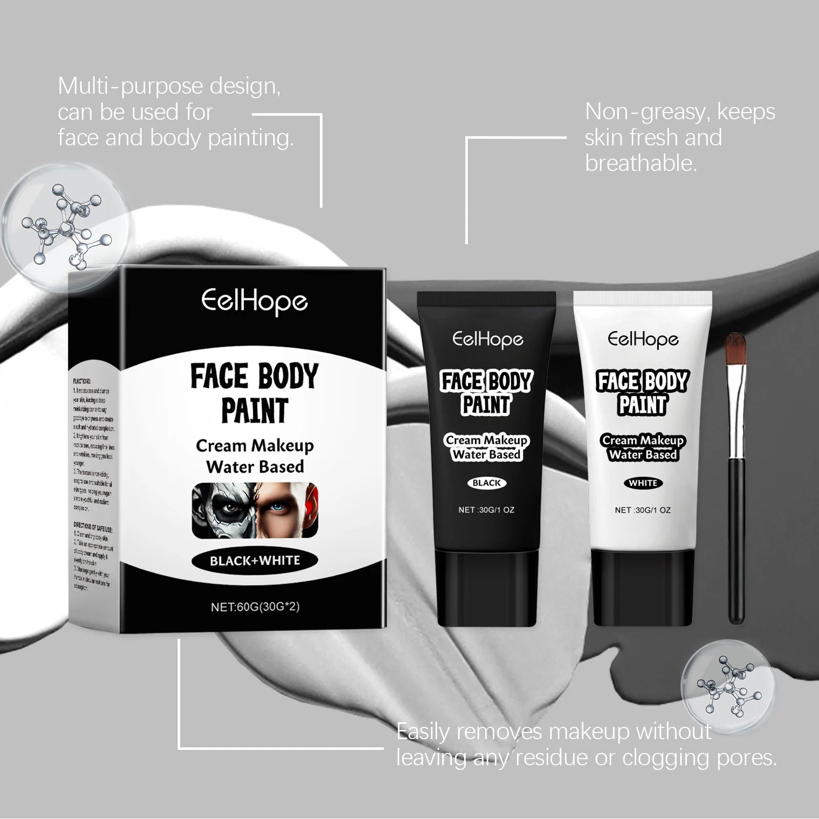Halloween Makeup Face Body Paint White Black Special Effects Christmas Cosplay Party Supplies Full Coverage - product image 4