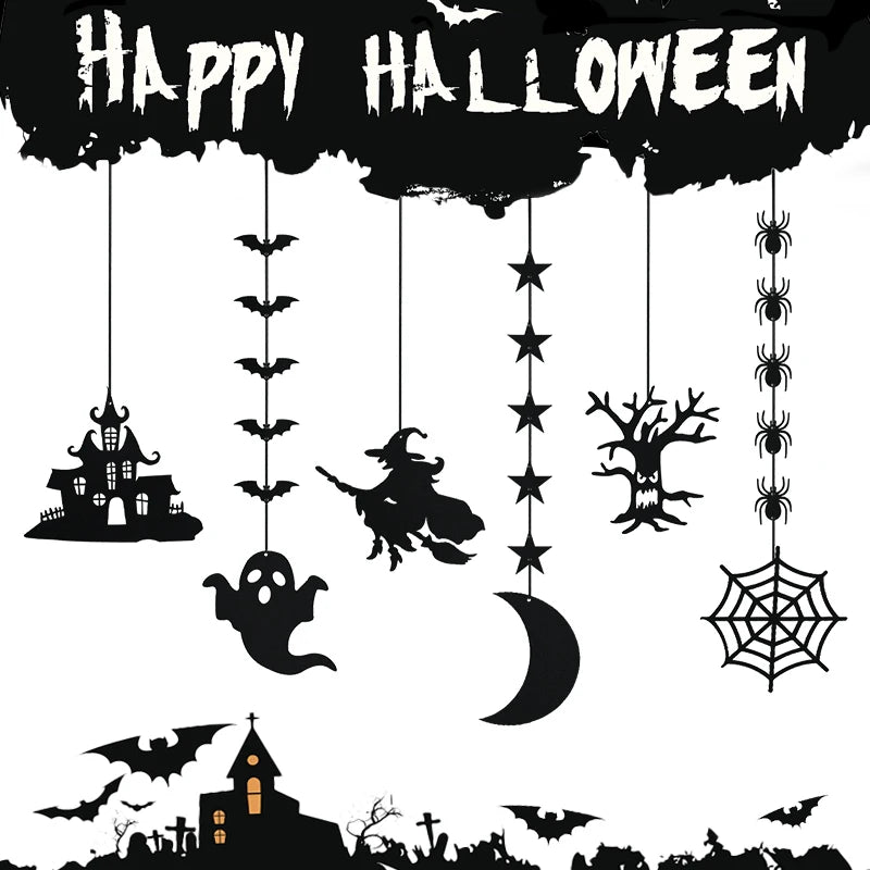1set Halloween Decoration Banner Bunting Scary Spider Ghost Bat Hanging - product image 2