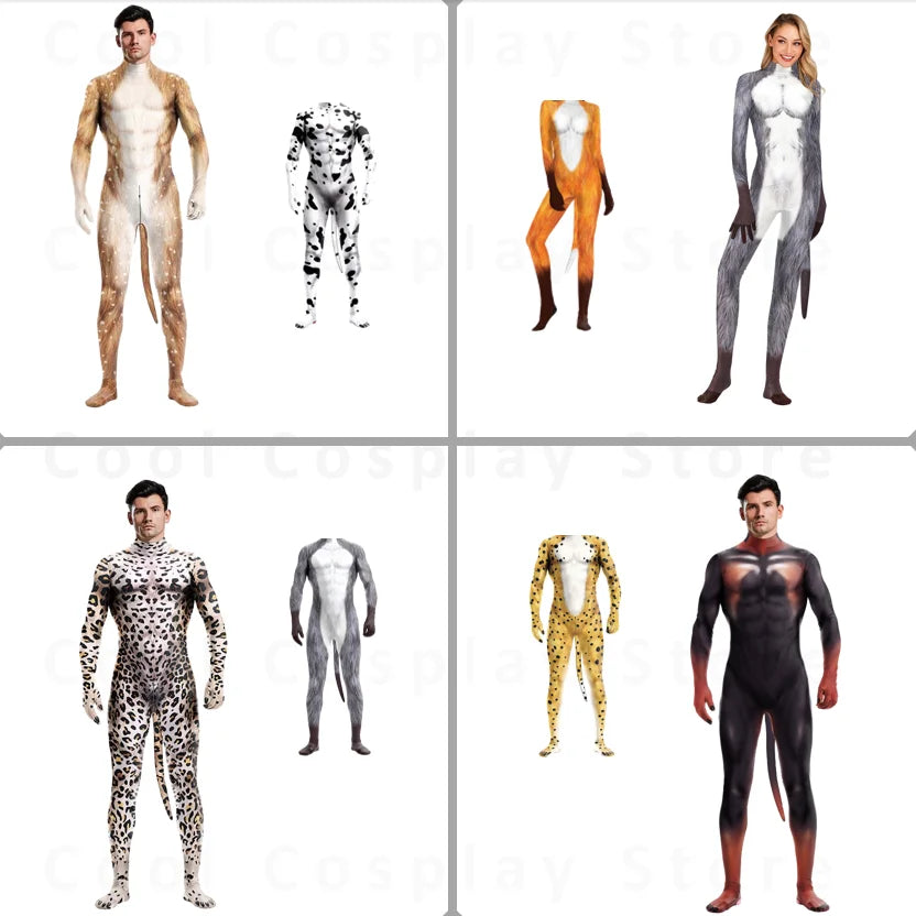 Halloween Costume Adult Men's Wild Animal Costume Full Cover 3D Print Beast Petsuit - 15 / M