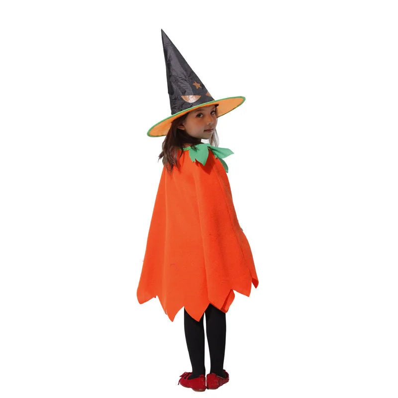 Halloween Girls Party Costume Cosplay Pumpkin Witch Dress Up Clothing Kids Birthday Festival Performance Clothes