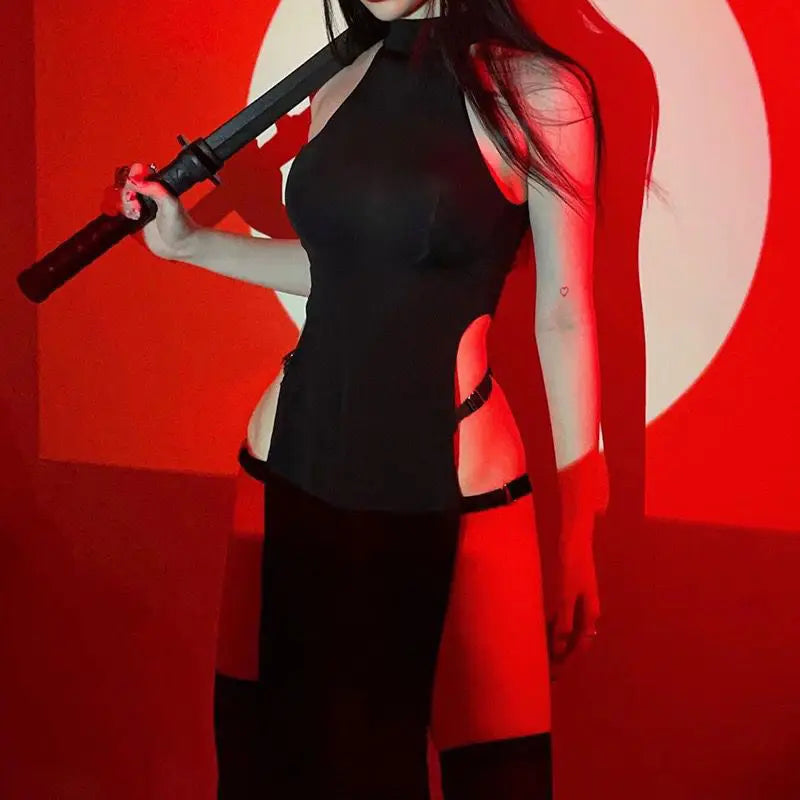 Nun Outfits Halloween Demon PU Leather Lingerie Hollow Out Anime Costume Women Erotic - 219 / L