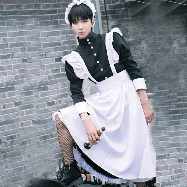 Adult Anime Maid Long Apron Lolita Cafe Costume - alternate view 7