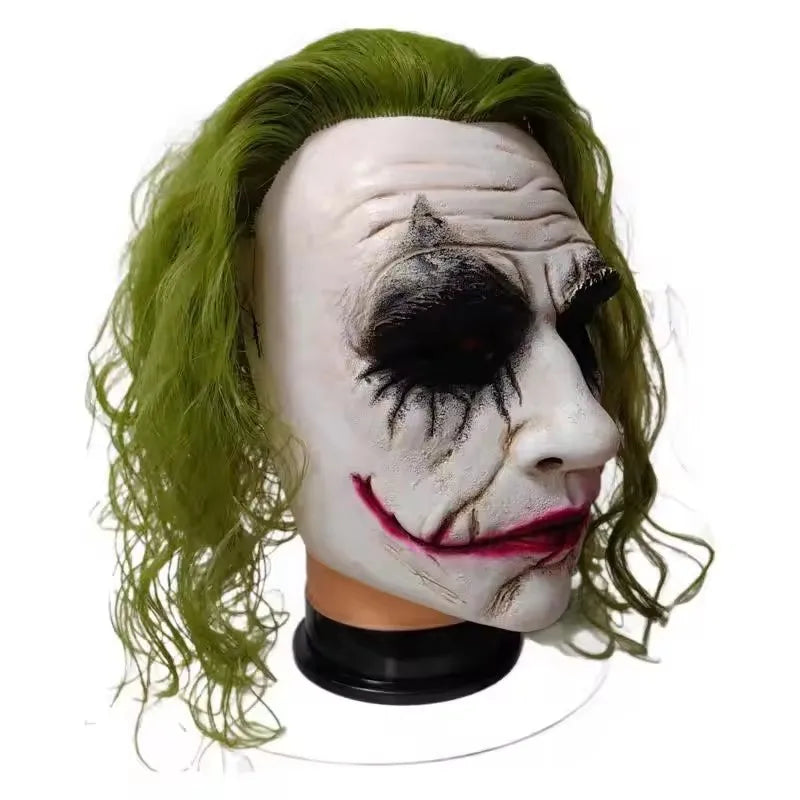 The Dark Knight Joker Cosplay Mask Green Hair Halloween Party Unisex Adult One Size Latex Mask Clown Bat
