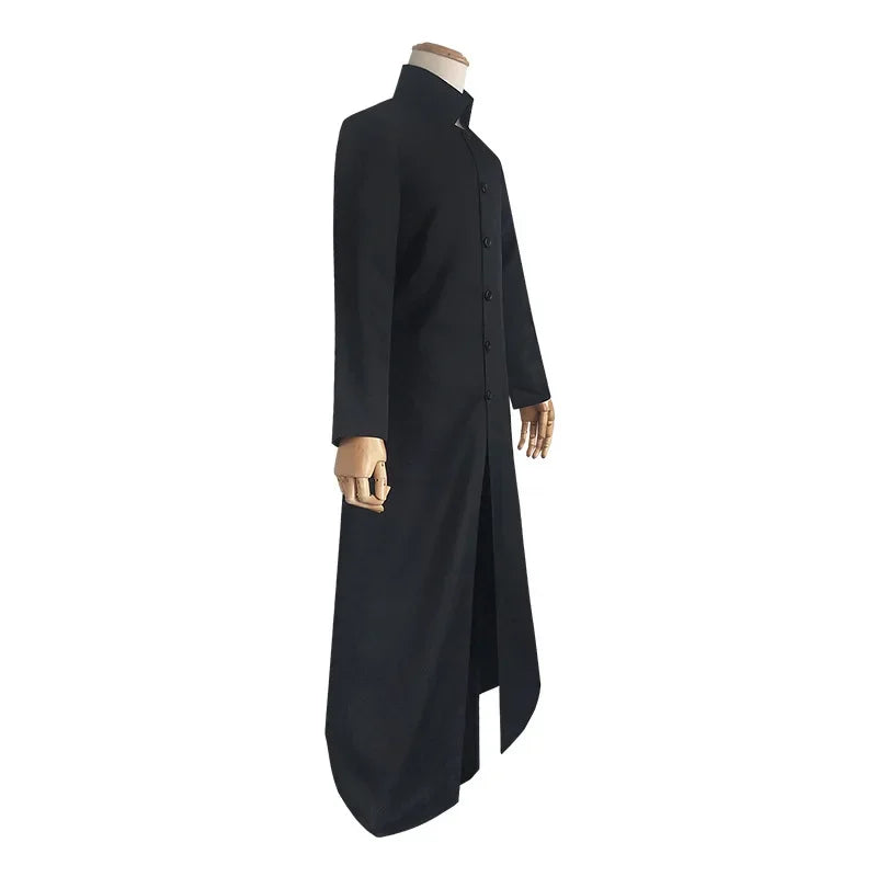 Matrix cosplay custom black cosplay costume neo trench coat HalloweenParty