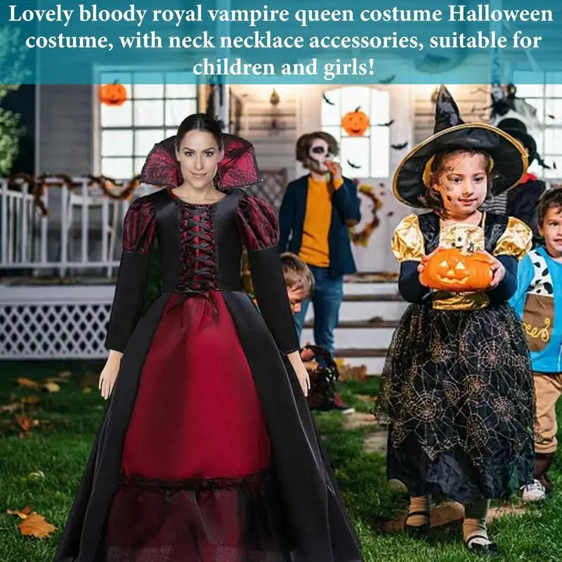 Vampire Queen Costume Halloween Dress Up Girls Royal Vampire Costume for Women Medieval - XL / China Mainland