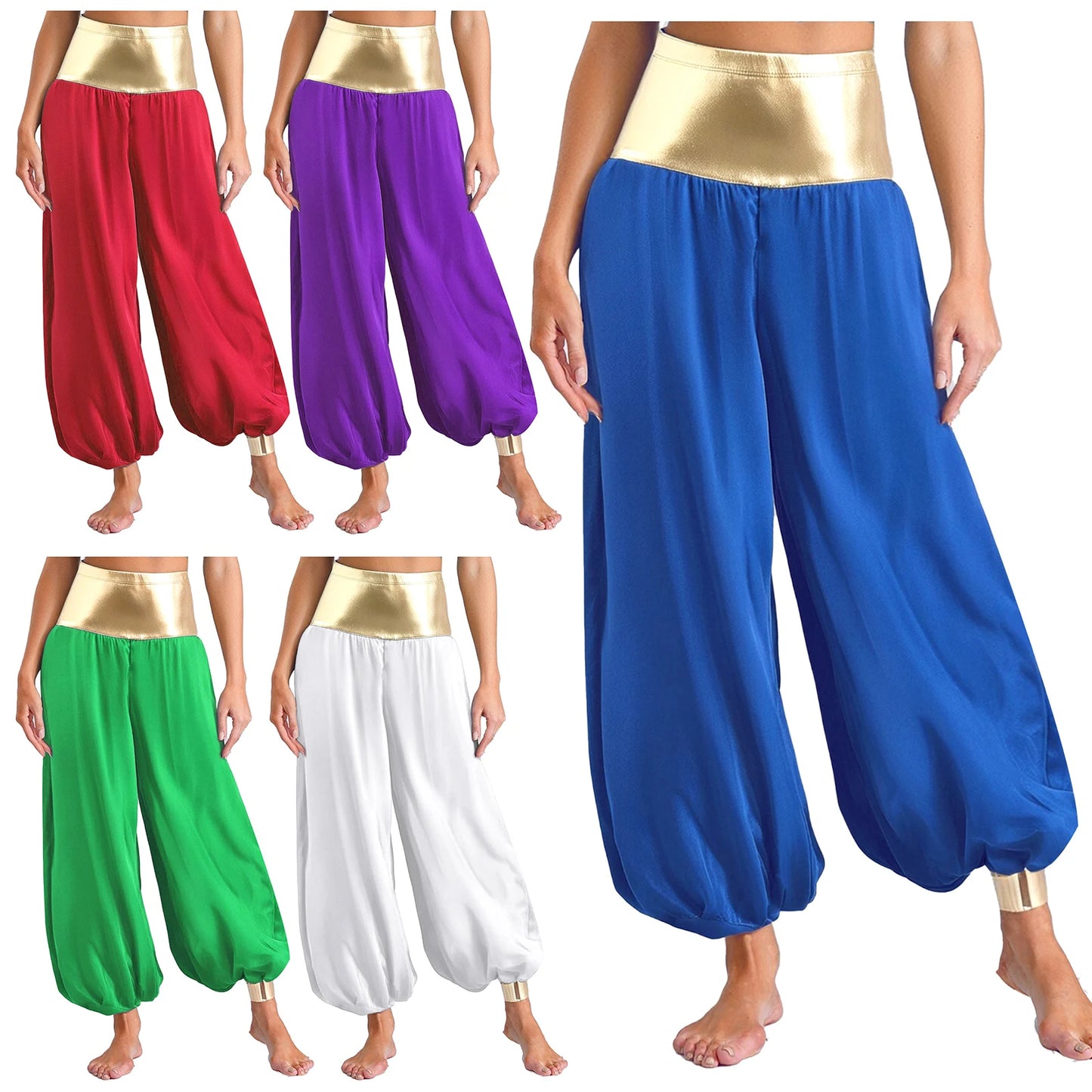 Adult Hippie Arabian Bloomer Pants Harem Metallic ShinyArab Indian Costume - alternate view 3