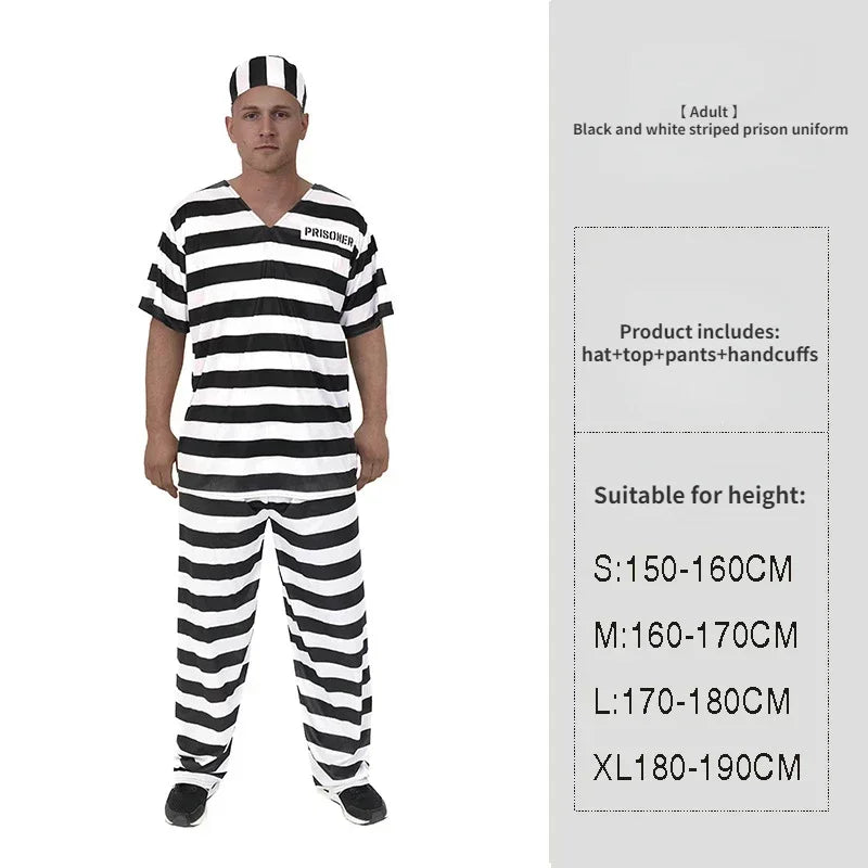 Adult Inmate Costume Orange Prisoner Jumpsuit Jailbird Outfit for Orange Prisoner