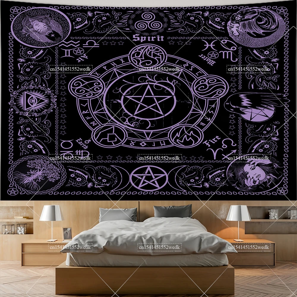 Pentagram Moon & Celtic Witchcraft Tapestry