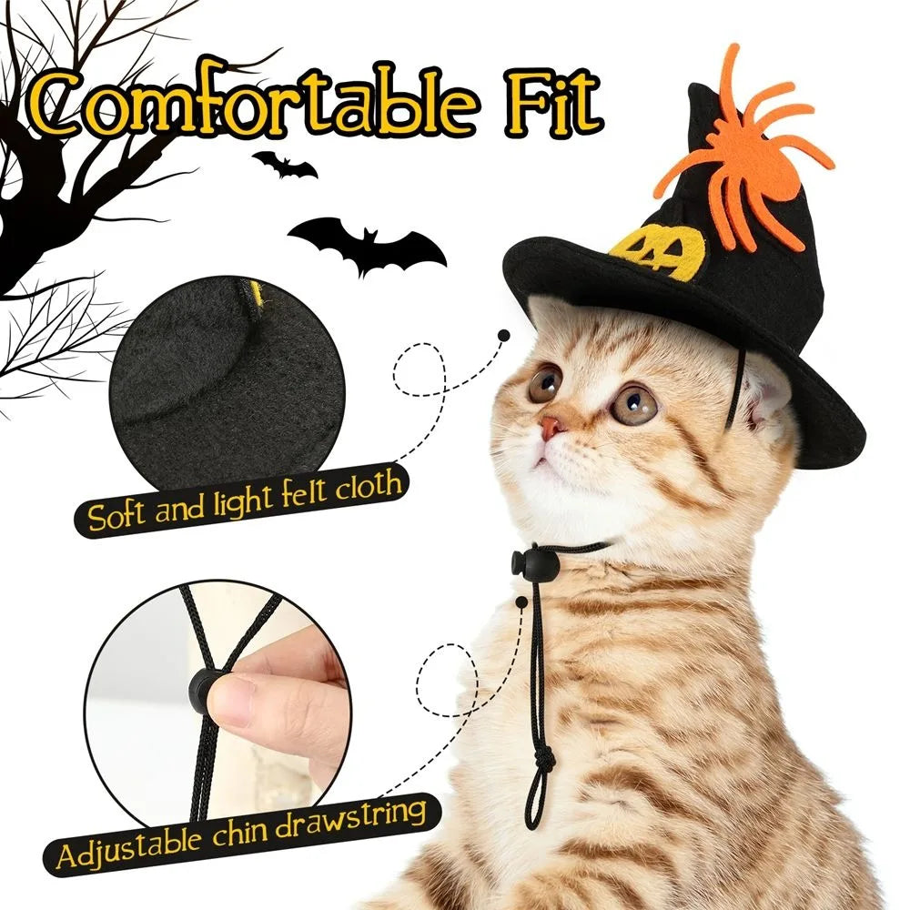 Pet Pumpkin Kawaii Cat Adjustable Props Collar Hat Mesh Costume - alternate view 5