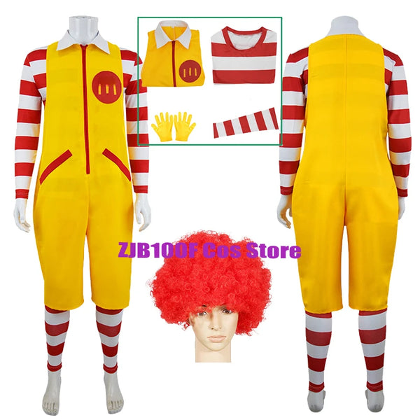 M Uncle Clown Costume Anime Parent-Child Costume Jumpsuits Fastfood Yellow Clown for Kids - set / 130
