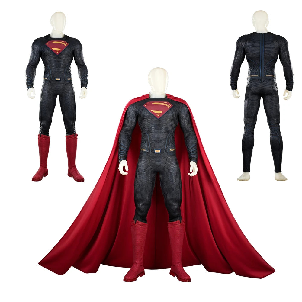 Clark Kent Costume Movie Superhero Outfits Jumpsuit Halloween - shoes / M