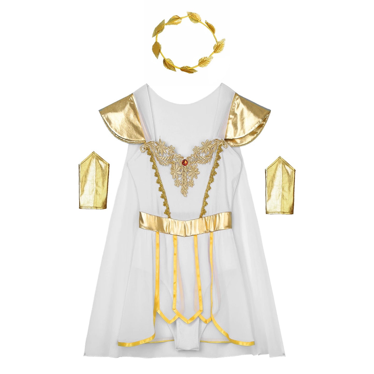 Women's Roman Ancient Greek Leaves Garland Headwear Caped Petal Costume - alternate view 3