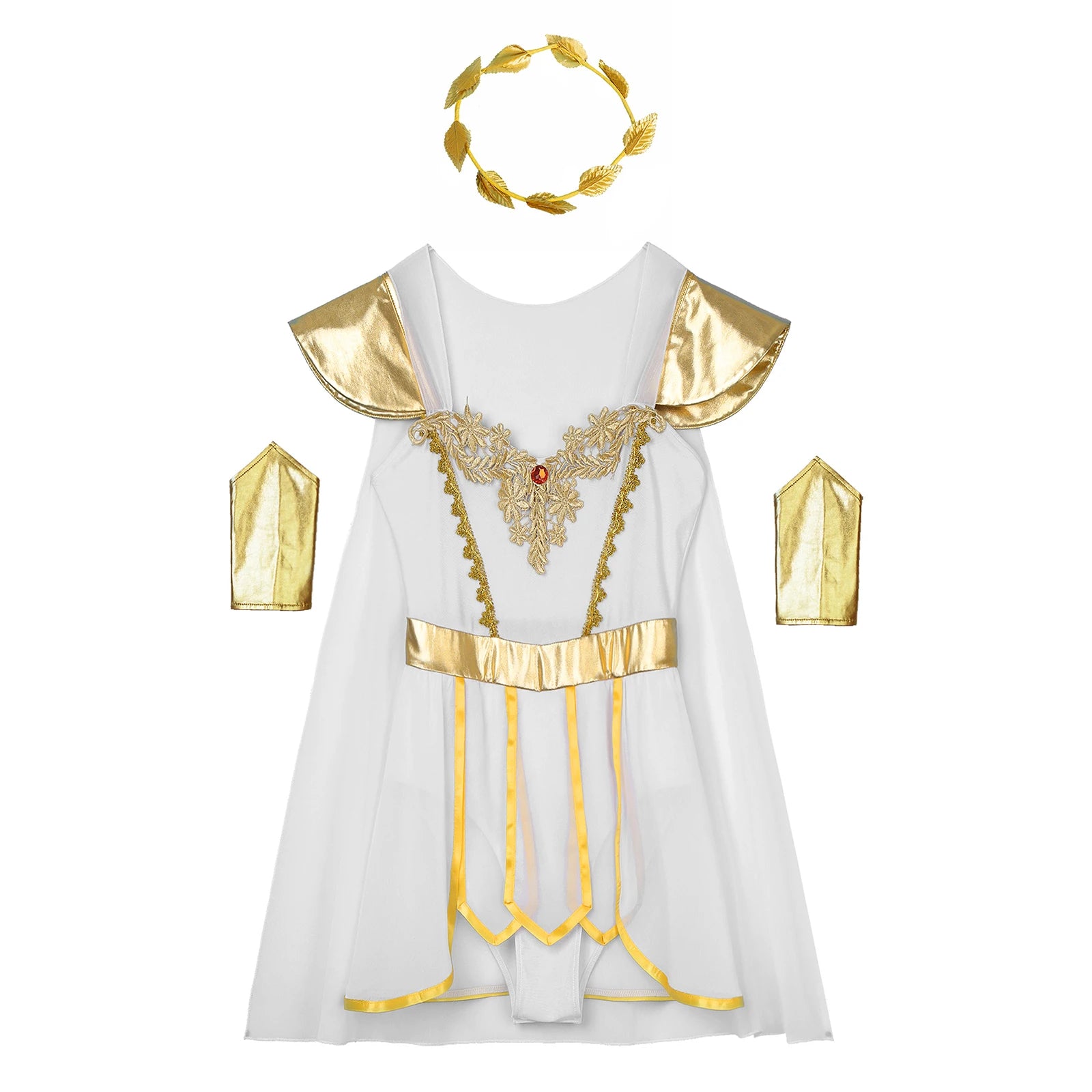 Women's Roman Ancient Greek Leaves Garland Headwear Caped Petal Costume - alternate view 3