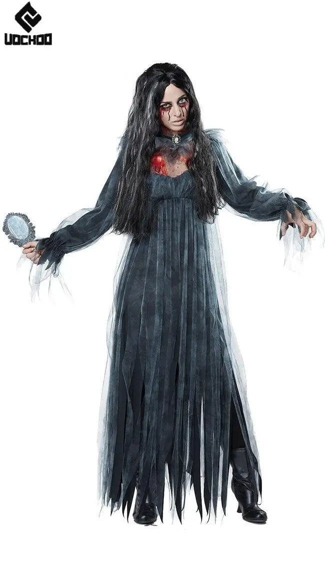 Halloween Ghost Bride Cosplay Costume Horrible Skeleton Dress Gothic Gown - product image 4
