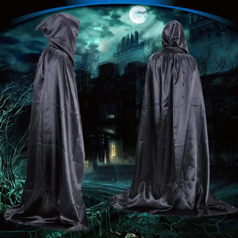 Medieval Robes Witch Wizard Cloak Cape Death Ghost Devil Costume - alternate view 3