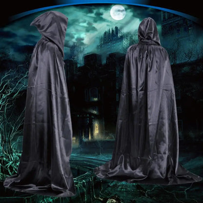 Medieval Robes Witch Wizard Cloak Cape Death Ghost Devil Costume - alternate view 3