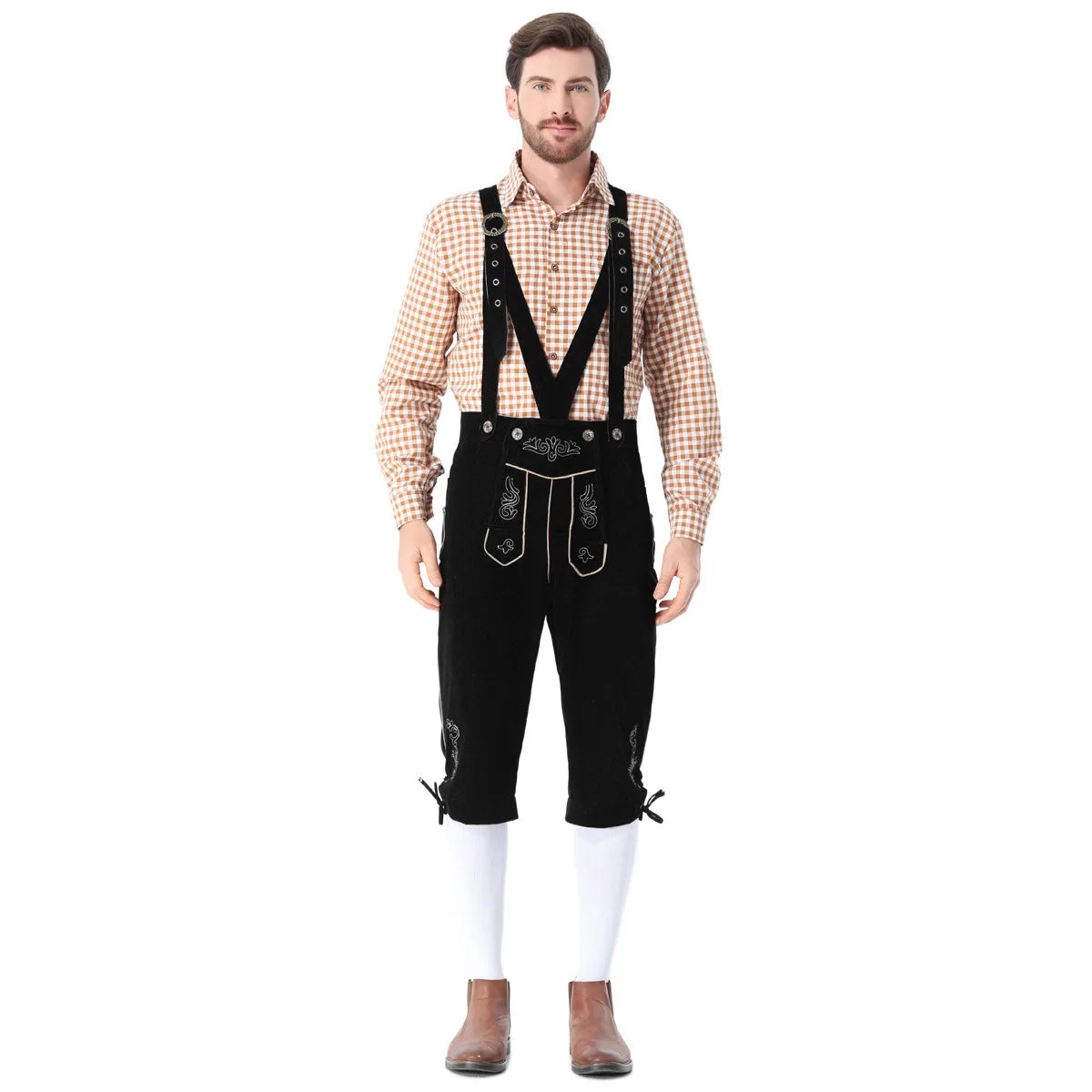 Costume Halloween Costume Outfit Adult Men's Bavarian German Beer Suspenders Short Sleeve - Green Hat / XL