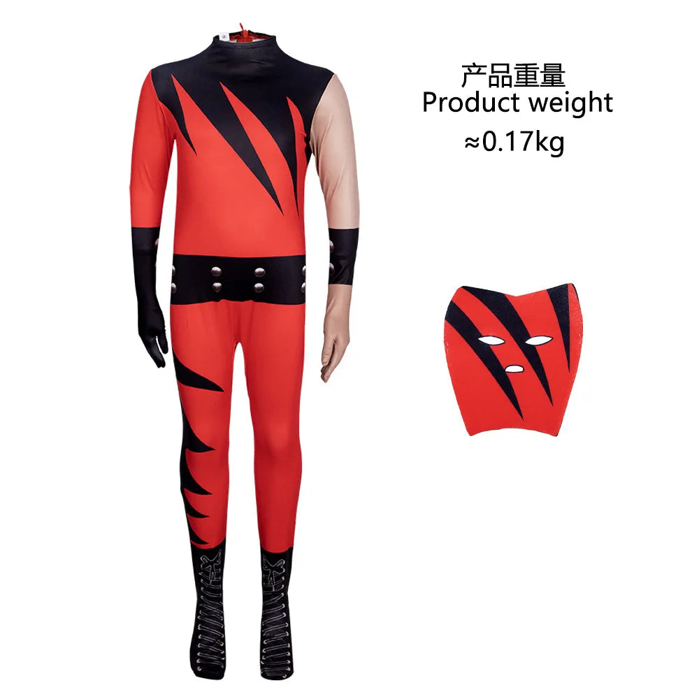 1997 Superstar Wrestler Costume Kids Inferno Wrestler Cosplay Halloween Suit Jumpsuit Bodysuit Mask