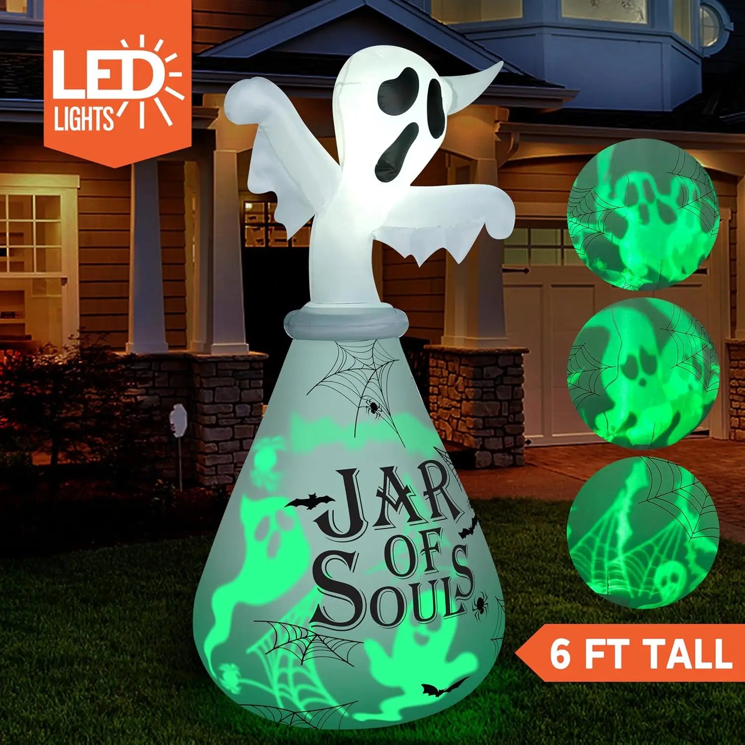 6 Ft Halloween Inflatable Outdoor Decoration, Ghost Inflatable Halloween Decor Outdoor, Blow Up Ghost in the