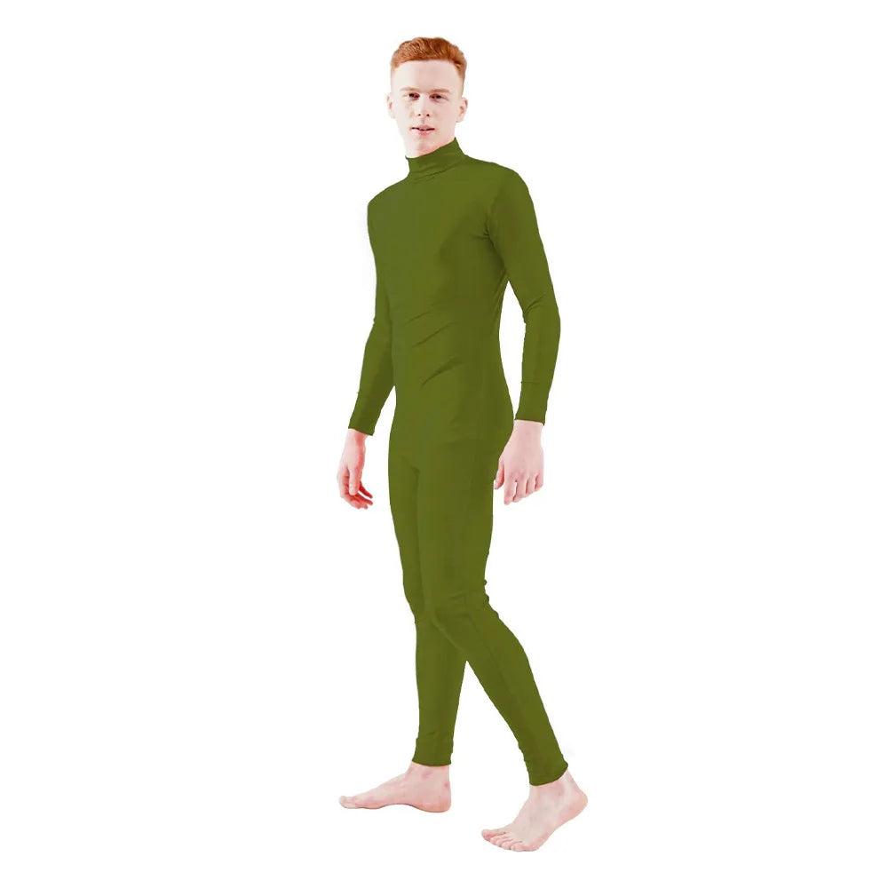 Kids' Full Bodysuit Zipper Without Hood Zentai Unitard Jumpsuits Green Costume - alternate view 13