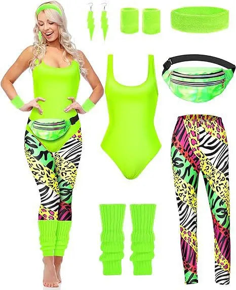 1980s Party Costume Women Sportswear Retro 80s Swimsuit Retro 80s Ladies Tracksuit Costume Set with - product image 7