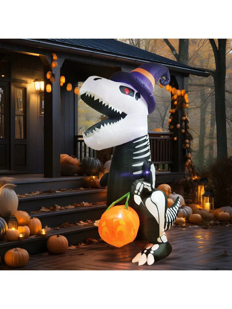 Skeleton Pumpkin Halloween Decoration - Inflatable - 8 FT Skeleton Dinosa - product image 6