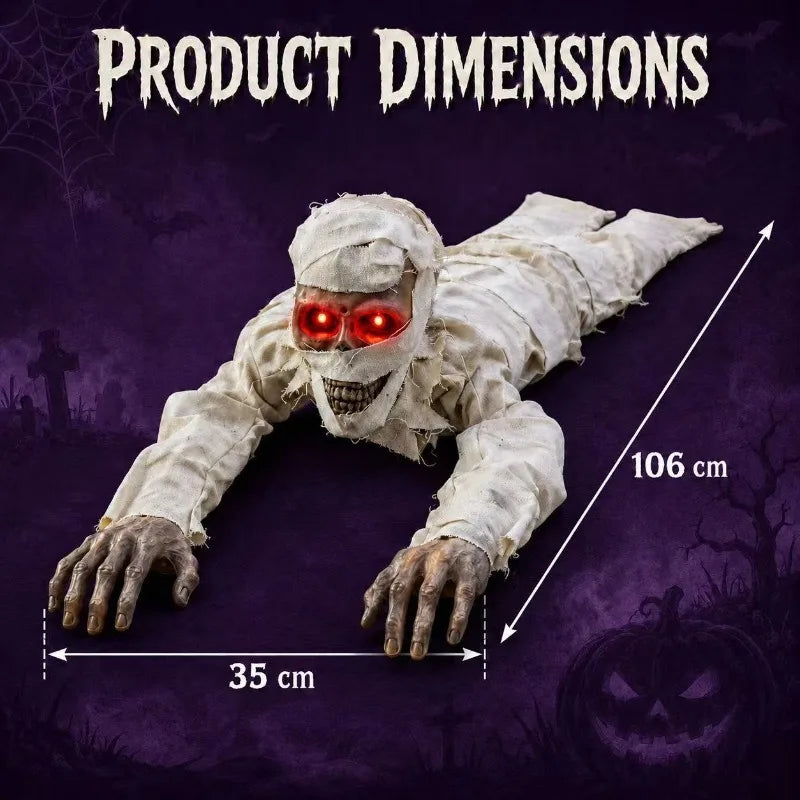 Scary Crawling Mummy Figurine With LED Red Eyes Halloween Indoor Home Decor - product image 5
