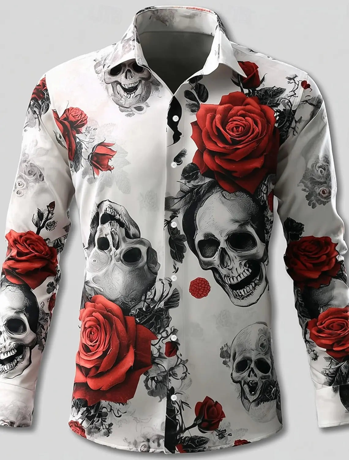 Men's Skeleton Skulls Shirt Button Long Sleeve Costume - alternate view 4