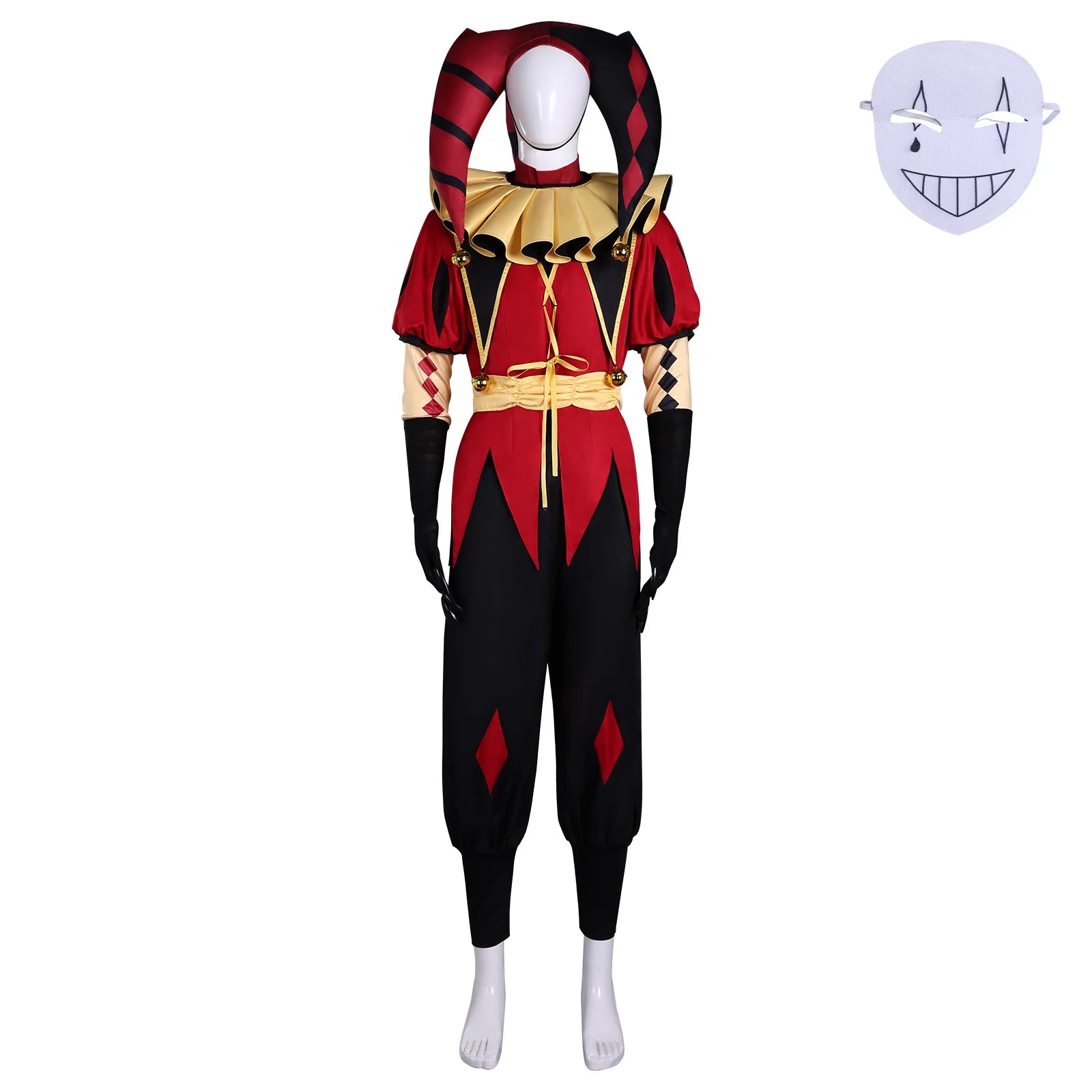 Anime Game Freak Circus Costume Pierrot Clown Pants Coat Headwear Horror Mask Costume - suit / L