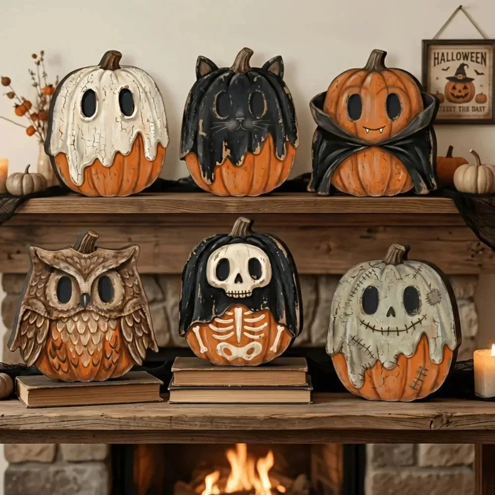 Halloween Interior Decoration Autumn Decoration Retro Wooden Blocks Shelf - product image 1